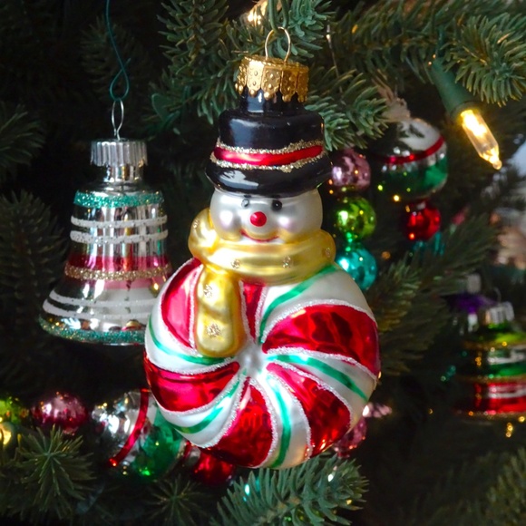 Set of 2 Classic Christmas Snowman Glass Glitter Retro Xmas Holiday Ornaments - Picture 11 of 11